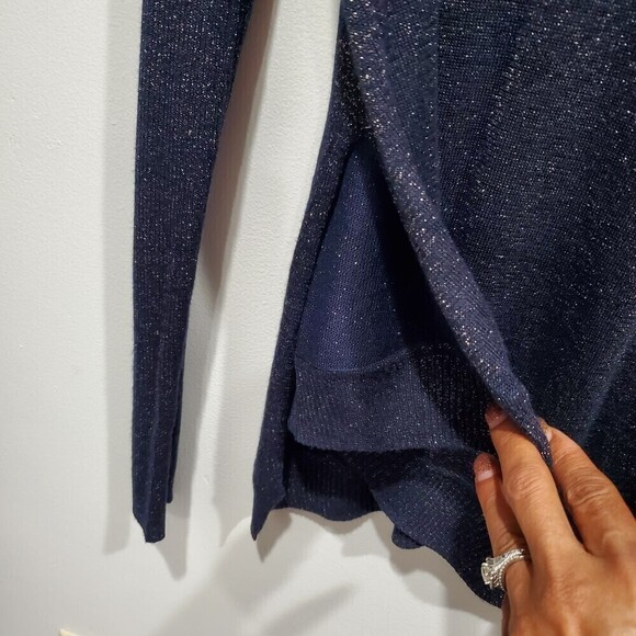 VERVE Ami Asymmetrical Hem Sheer Metallic Sweater Size M - Picture 2 of 8